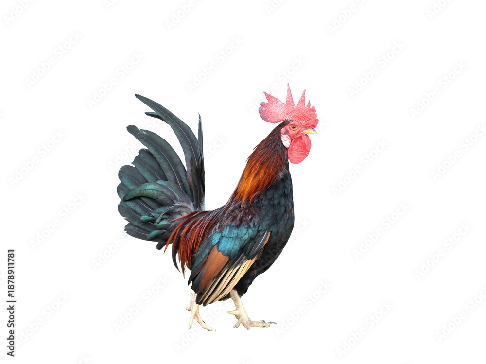 Fototapeta premium Rooster on transparent background. (PNG File)