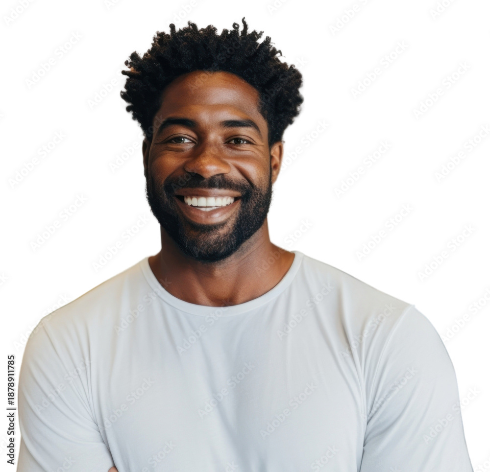 Obraz premium PNG Black man smiling adult smile.