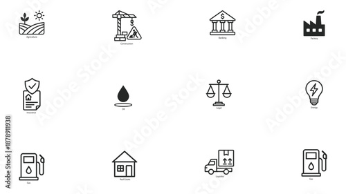 Industry Sectors Vector Icon Bundle