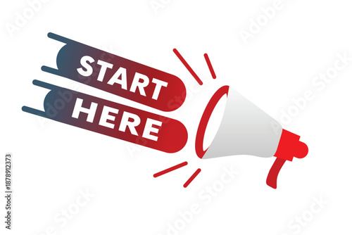 Start here text on label vector eps. Business concept for post social platform.