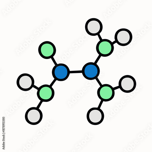carbon chorus: a branched molecule sings in blue and green across simplified chemical lines