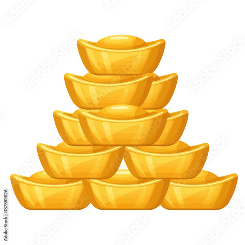 Stacked Gold Ingots Representing Wealth and Fortune