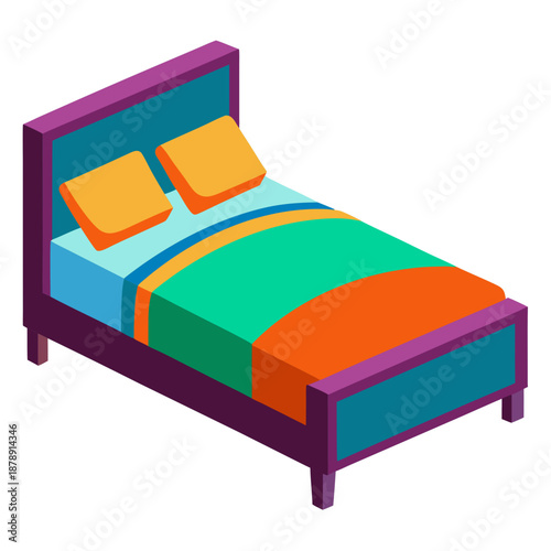 Colorful bed with pillows