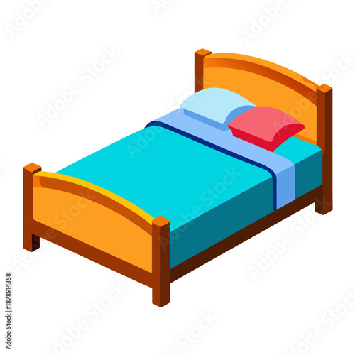 Cozy bed with colorful bedding
