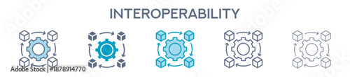 Interoperability Element For Design Graphic - Multi Styles. Vector Illustration Of Two Colored And Black. Multiple Icons Designs Can Be Used For Mobile, Ui, Web 