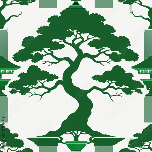 Bonsai tree in garden setting