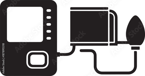 Black and white of a smartphone connected to a camera device technology