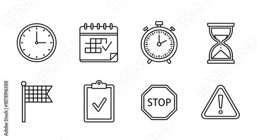 Time management and task completion icons