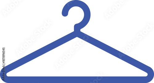 Blue clothes hanger on white background garment symbol