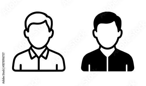 Profile icon, male avatar illustration in outline and silhouette style