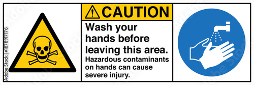 Safety sign CAUTION wash your...
