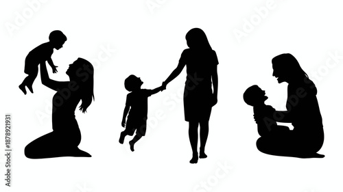 a silhouetted illustration depicts a family s journey through life stages from infancy to parenthood showcasing connection and growth high quality professional detailed modern elegant stylish
