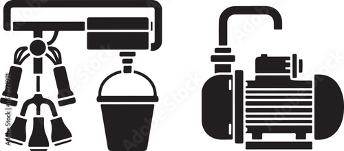 Black and white of industrial equipment and machinery