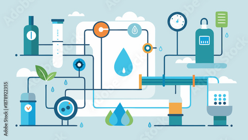 Smart Water Infrastructure and Sustainable Management System Vector