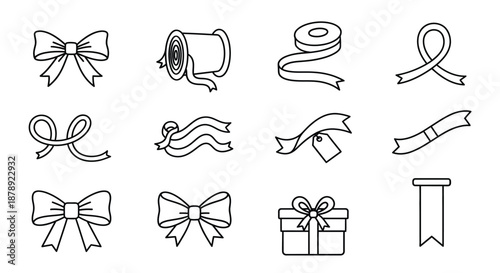 Assorted gift decorations and ribbons Vector