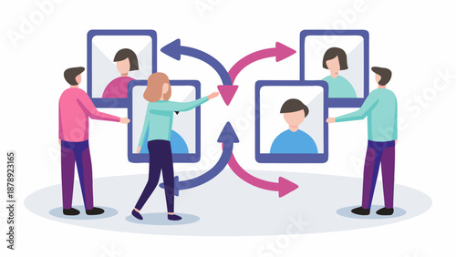 Abstract flat vector illustration of simplified business processes