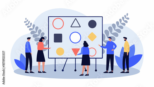 Conceptual flat vector illustration of team collaboration and ideas