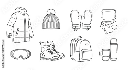 Essential winter gear for outdoor adventures Vector