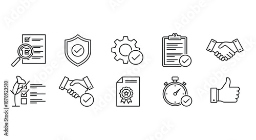 Business process and quality assurance icons Vector