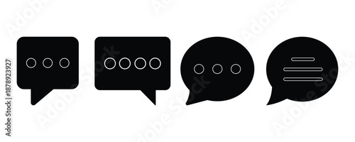 Modern Chat Message Bubble Icons Set in Solid and Outline Styles for Apps, Websites and Online Communication Vector Illustration