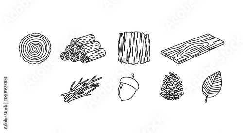 Illustrations of forest elements Vector