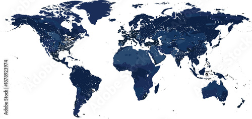 World Map Illuminated by City Lights A Global View of Human Settlement and Energy Consumption