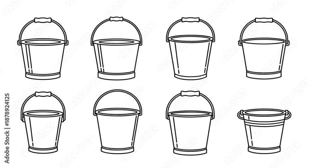 Fototapeta premium Collection of various buckets Vector