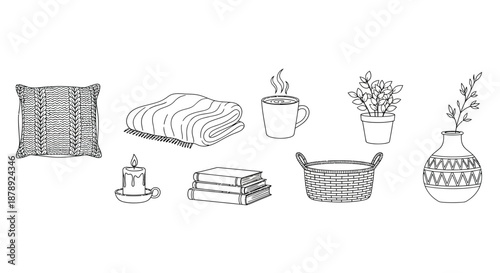 Cozy home decor essentials Vector