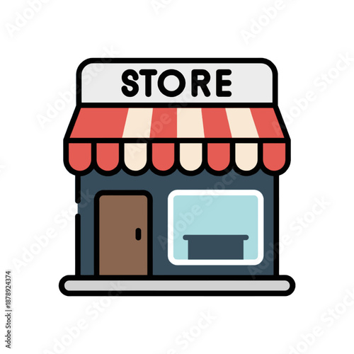 Storefront with Red Striped Awning.