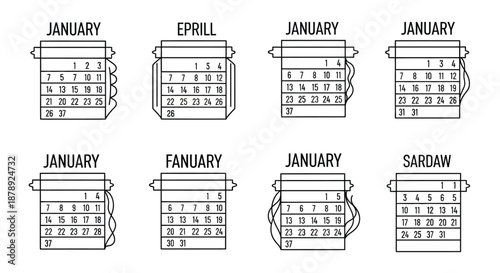 Monthly calendar layout with date blocks Vector