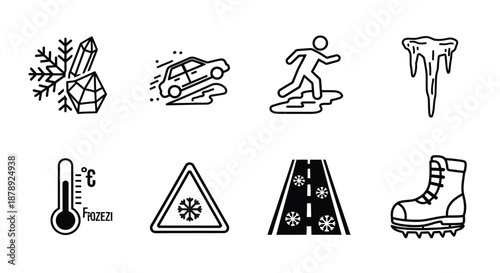 Winter safety and weather icons Vector