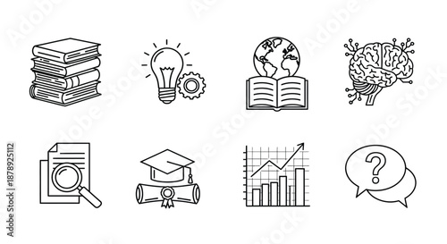 Educational icons representing knowledge and learning Vector