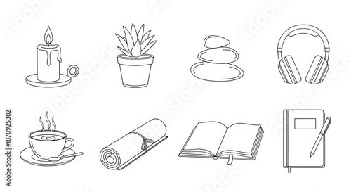 Relaxation and self-care essentials Vector