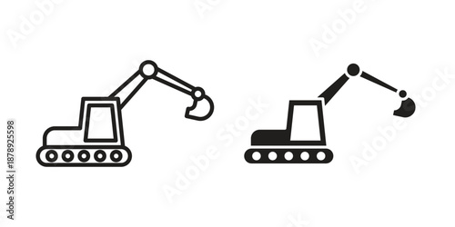 Excavator icons suitable for infographics, websites and print media and interfaces. Line vector icon.