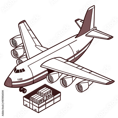 Illustrated space shuttle with payload