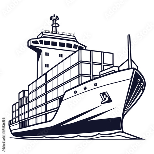 Illustrated cargo ship