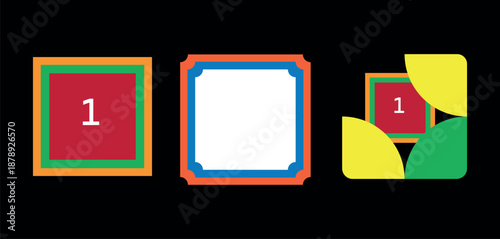 Colorful Square Frame and Page Corner Abstract Vector Set