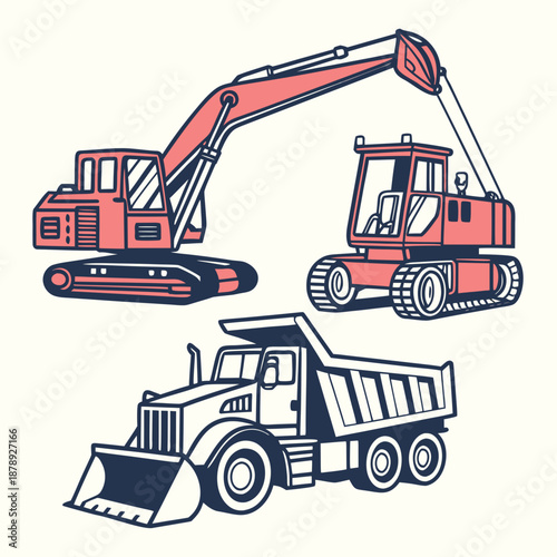 Construction vehicles illustration