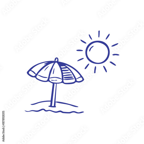 Simple Beach Umbrella and Sun Illustration