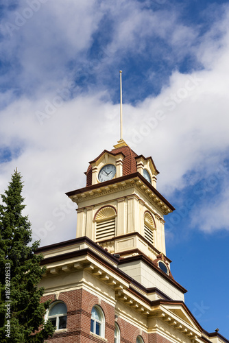 Building in front of blue sky in summer