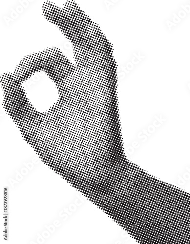 A hand gesture forming an okay symbol against a plain background viewed from a straightforward perspective