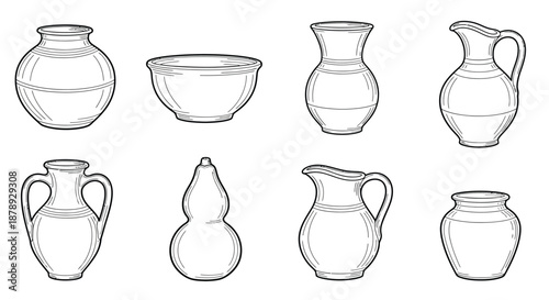 Collection of ancient ceramic vessels