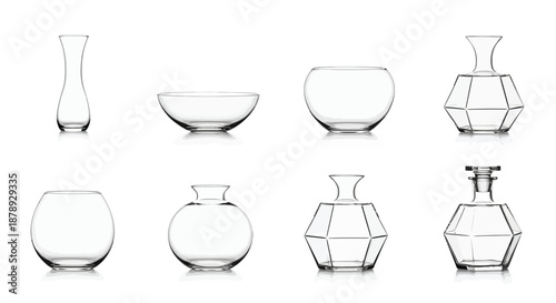 Collection of modern glass vases and bowls