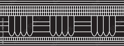 Vector monochrome seamless Egyptian border. Endless black Ornaments of Ancient Egypt. Geometric African frame.