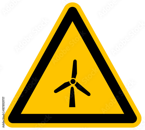 Señal de advertencia de parque eólico o turbina de energía renovable vector
