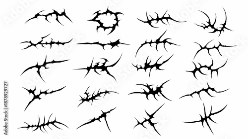 Set of neo tribal abstract shapes vector design for custom tattoo and gothic dark wear assets template element