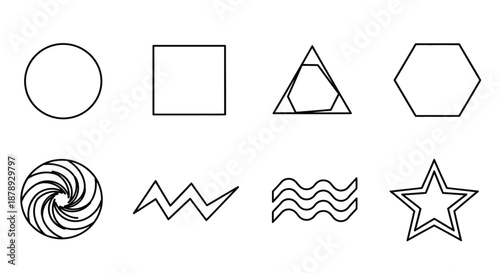 Assorted geometric shapes and patterns