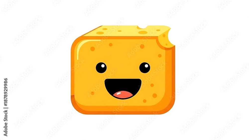 Fototapeta premium Cartoon Cheese Character with Happy Face.