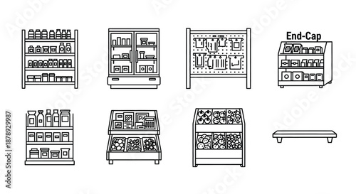 Display shelving units with various configurations