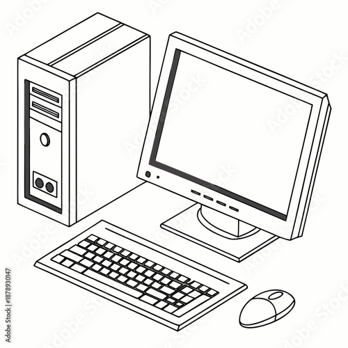 Computer workstation illustration